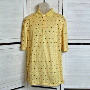 HAGGAR Men's Polo Golf Shirt Short Sleeves Ultra Soft Yellow Sword Fish Sz Large